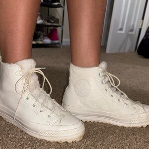 Cream Leather Converse
